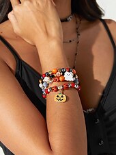 abordables Accesorios de Halloween-Mujer Juego de Joyas Cadenas y esclavas Brazalete de Cuentas Estilo 2 Estilo 3 Estilo 4 Legierung Helloween