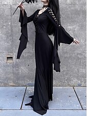 levne Šaty-Punk a gotika Šaty Čerodějnice Morticia Addamsová Pevná barva Dámské Fantazie Valpuržina noc předvečer Všech svatých Karneval Večírek Dospělé Šaty