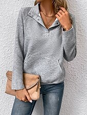 abordables Sweatshirts et Hoodies Texturés-sweat femme col rond manches longues noir vert gris automne hiver