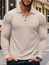  Per uomo Maglia da golf Polo da Golf Casuale Lavoro Bavero Manica Lunga Essenziale Moderno Semplice Bottoni Primavera & Autunno Vestibilità regolare Bianco Maglia da golf