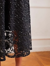 abordables robe longue noire-robe noire Robe unie Femme Robe mi-longue Maille Plein Air Rendez-vous Décontractées Col Ras du Cou Manches 3/4 Ample Noir S M L XL 2XL