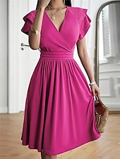 voordelige midi-zwarte jurk-Dames Mini-jurk Zwarte jurk Afstudeerjurk Casual jurk A lijn jurk Streetwear Basic Casual Vakantie Straat Feestdagen Normale pasvorm Korte mouw V-hals Zwart Bordeaux Marineblauw blauw Zomer