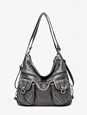 cheap Handbag &amp; Totes-Women&#039;s Brown Faux Leather Hobo Bag with Multiple Pockets in Casual Boho Style for Everyday Use
