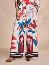 billige damebukser-sateng elegante vide ben løse maxi bukser med lomme