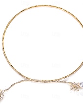 tanie Wesele ACC-Elegancki naszyjnik z pereł dla kobiet, naszyjnik ślubny z kryształkami i kwiatowymi akcentami, klasyczna luksusowa biżuteria dla panien młodych, gości weselnych, na oficjalne imprezy, wieczorne przyjęcia i na wesele