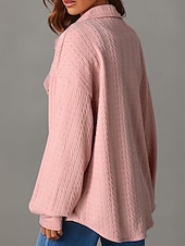 abordables Blazers y Trajes-Mujer Vacaciones Botón Color sólido Transpirable Moda Holgado Ropa de calle Manga Larga Primavera Rosa S