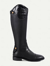 levne Jezdecké boty-Dámské Boty Retro Jezdecké boty Venkovní Práce Denní Mramor Ke kolenům Nýty Přezky Zip Kačenka Oblá špička Vinobraní PU Zip Tmavěhnědá Černá
