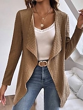preiswerte Blazer &amp; Anzüge-Damen Jacke Alltagskleidung Rüsche Feste Farbe Windundurchlässig Vintage Regular Fit Oberbekleidung Langarm Frühling Schwarz S
