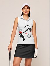 billiga Polos &amp;amp; kvartsdragkedjor-Dam Vandringspolotröja Vit Ärmlös Överdelar Golfkläder för damer Kläder Outfits Bär kläder
