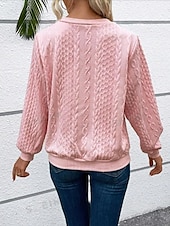 cheap Hoodies &amp; Sweatshirts-Women&#039;s Sweatshirt Elegant Modern Plain Work Crew Neck Zipper Loose Fit Long Sleeve Black White Pink Gray Spring Fall