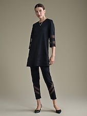 baratos Blusas e Camisas-camiseta modal transparente solta manga 3/4