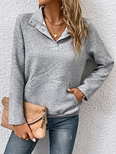 abordables Sweatshirts et Hoodies Texturés-sweat femme col rond manches longues noir vert gris automne hiver