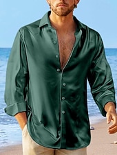economico camicie casual da uomo-Per uomo Camicia Camicia in raso Camicia casual Camicia con Bottoni Camicie sbottonate Nero Bianco Blu Rosso Verde Manica Lunga Semplice Bavero Vacanza Quotidiano Abbigliamento Cotone Misto Cotone