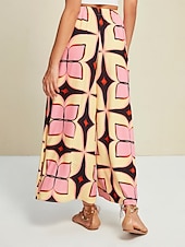  Per donna Pantaloni a Gamba Larga Maxi Micro-elastico Misura del girovita medio Bohemien Vacanza Vacanza Casa Casual Rosa pallido Primavera & Autunno Interstagionale S M L