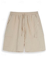  Per uomo Shorts Shorts di Lino Pantaloncini Estivi Shorts da Spiaggia Coulisse Elastico in vita Multi-tasche Semplice Lunghezza al ginocchio All'aperto Spiaggia Hawaiano Casual Verde militare Nero
