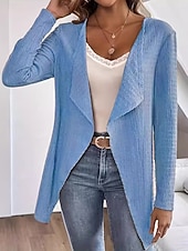 preiswerte Blazer &amp; Anzüge-Damen Jacke Alltagskleidung Rüsche Feste Farbe Windundurchlässig Vintage Regular Fit Oberbekleidung Langarm Frühling Schwarz S