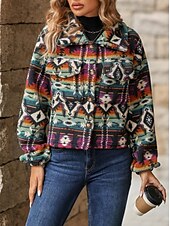economico Blazer e Completi-Per donna Cappotto invernale Esterno Strada Da tutti i giorni Autunno Inverno Standard Cappotto Standard Moda Informale Giacca Manica lunga Color Block Con tasche Viola