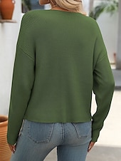 billiga Solida färger-Dam Blus Ensfärgat Stylish Modern Långärmad Rund hals Vanliga toppar Arbete Ficka Svart Blå Grön Beige Vår Höst Vinter