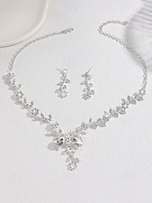 economico Collana da donna-elegante set di collana e orecchini da donna in zirconi e lega - perfetto per matrimoni e occasioni speciali