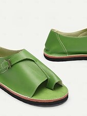 cheap Casual Sandals-Women&#039;s Leather Roman Sandals - Comfortable Casual Summer Footwear with Non-Slip Sole for Beach, Travel, and Everyday Wear