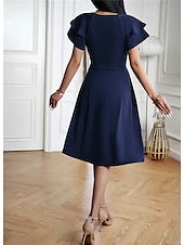 voordelige midi-zwarte jurk-Dames Mini-jurk Zwarte jurk Afstudeerjurk Casual jurk A lijn jurk Streetwear Basic Casual Vakantie Straat Feestdagen Normale pasvorm Korte mouw V-hals Zwart Bordeaux Marineblauw blauw Zomer