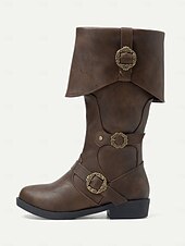 cheap Vintage Boots-Women&#039;s Vintage Mid-Calf Witch Boots with Decorative Buckles and Folded Cuff - Vintage Pirate Style Cosplay Costume Shoes