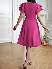 voordelige midi-zwarte jurk-Dames Mini-jurk Zwarte jurk Afstudeerjurk Casual jurk A lijn jurk Streetwear Basic Casual Vakantie Straat Feestdagen Normale pasvorm Korte mouw V-hals Zwart Bordeaux Marineblauw blauw Zomer