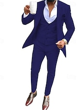 abordables Trajes formales-Trajes de boda para hombres Trajes de regreso a casa Blanco Rojo Sólido Ajuste estándar 3 piezas de un solo botón