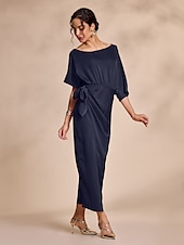 cheap Party Dress-Satin Knotted Wrap Drop Shoulder Maxi Dress