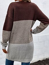 abordables Cardigans et vêtements d&#039;extérieur-Femme Pull Chandail Pull Pull décontracté Décontractées Flexible Géométrique A côtes Col V Tricoté manche longue Hauts réguliers Tricoter Extérieur du quotidien Fin de semaine Rouge vin Automne Hiver