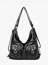 cheap Handbag &amp; Totes-Women&#039;s Brown Faux Leather Hobo Bag with Multiple Pockets in Casual Boho Style for Everyday Use