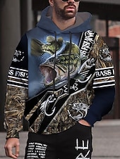 abordables Sweats à capuche pour hommes-Homme Graphic Poissons Sweat à capuche Sweats à Capuche Sweat-shirt Sweat à capuche manche longue Sweat à capuche Capuche Vêtement de rue 3D effet Sport &amp; Loisir du quotidien Noir Bleu Roi Imprimer