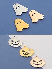 お買い得  ハロウィンアクセサリー-ハロウィンをテーマにした女性用ステンレススチールペンダントネックレス。カボチャとゴーストのチャームが特徴で、コスチュームパーティーやお祝いの行事に最適です。