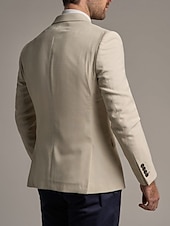 baratos Blazer-Blazer Masculino Bege Casual de Negócios Moda Preppy Jaqueta com Cor Sólida Ajuste Regular Poliéster