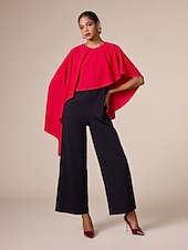 abordables Jumpsuits-Mono de cuello redondo con dobladillo irregular en contraste