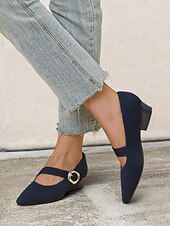 levne Block Heels-dámské pletené boty mary jane s páskem na přezku – pohodlné a elegantní lodičky na nízkém podpatku pro běžné nošení i do kanceláře