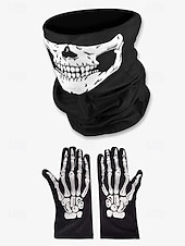 halpa Halloween-asusteet-luurankopukutarvikesarja – kallonaamio ja luurankokäsineet, jotka sopivat täydellisesti halloweeniin, cosplayiin ja teemajuhliin