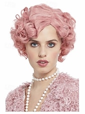 cheap Historical Wigs-20s Flirty Flapper Wig Pastel Pink Halloween Cosplay Party Wigs