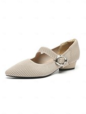 levne Block Heels-dámské pletené boty mary jane s páskem na přezku – pohodlné a elegantní lodičky na nízkém podpatku pro běžné nošení i do kanceláře