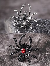 cheap Women&#039;s Rings-Halloween Spider Ring with Red Gemstone – Gothic Adjustable Statement Jewelry for Women&#039;s Costume Parties and Events
