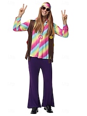 cheap Outfits-Carnival Costume Ethnic Hippies Cosplay Costume Fancy Costume 1970s Disco Adults' Men's Halloween Carnival Masquerade Party Easy Halloween Costumes Dress Up