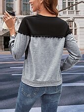 お買い得  レーストップ-女性用 チュニック エレガント 長袖 クルーネック 新年 レース グレー 春 秋 冬
