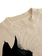 abordables Pulls et hauts-Femme Pull Chandail du quotidien Graphic Col Ras du Cou Imprimer manche longue Hauts réguliers Tricoter Formel Fin de semaine Rose Claire Violet Automne Hiver