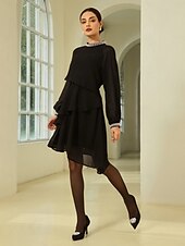 cheap Party Dress-Chiffon Ruffle Beading Asymmetric Mini Dress