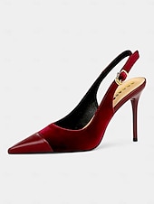 preiswerte Formell-elegante burgunderfarbene Slingback-Pumps mit spitzer Spitze und Stilettoabsatz für Damen – schicke und elegante Schuhe für Abendgarderobe, Partys oder formelle Anlässe