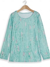お買い得  ボヘミアンTシャツ-レディースブラウス スパンコール 花柄 七分袖 キーホールネックライン 伸縮性のある袖口 ゆったりフィット ゴールデンイエロー 春夏 エレガント 昼から夜まで着られる万能トップス