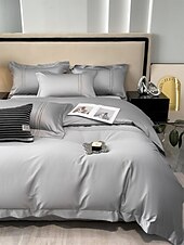 economico Collezione d&#039;elite-Set copripiumino da 4 pezzi, 100% cotone biologico, tessuto morbido e traspirante, include copripiumino e federe per un sonno confortevole.