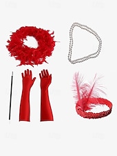 abordables Collier pour femme-ensemble d&#039;accessoires de costume de garçonne vintage - bandeau Gatsby des années 1920, longs gants, boucles d&#039;oreilles, collier de perles et porte-cigarette pour soirées à thème et cosplay