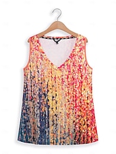 cheap Graphic shop Tank tops &amp; Camis-Women&#039;s Camisole Tank Top Mosaic Stained Glass Print Sleeveless V-Neck Summer Casual Beach Multi-Color Red Blue Green Flowy Relaxed Fit Clothing Apparel