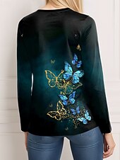 preiswerte Tiere T-Shirt-Frauen T-Shirt Langarm Lässig Druck Regelmäßige Oberteile Täglicher Schwarz Frühling Herbst Vorherbst